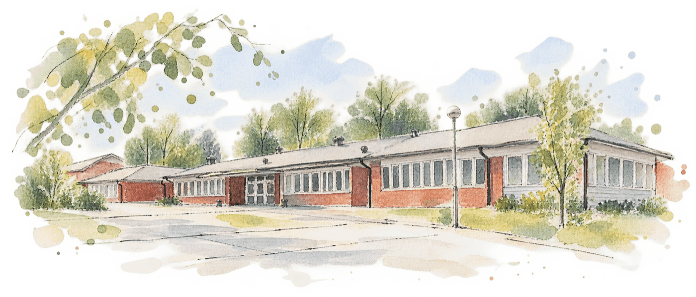 Akvarell av Uppgårdskolan